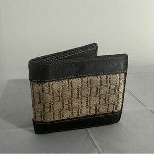 Carolina Herrera bifold canvas and brown leather bi fold wallet